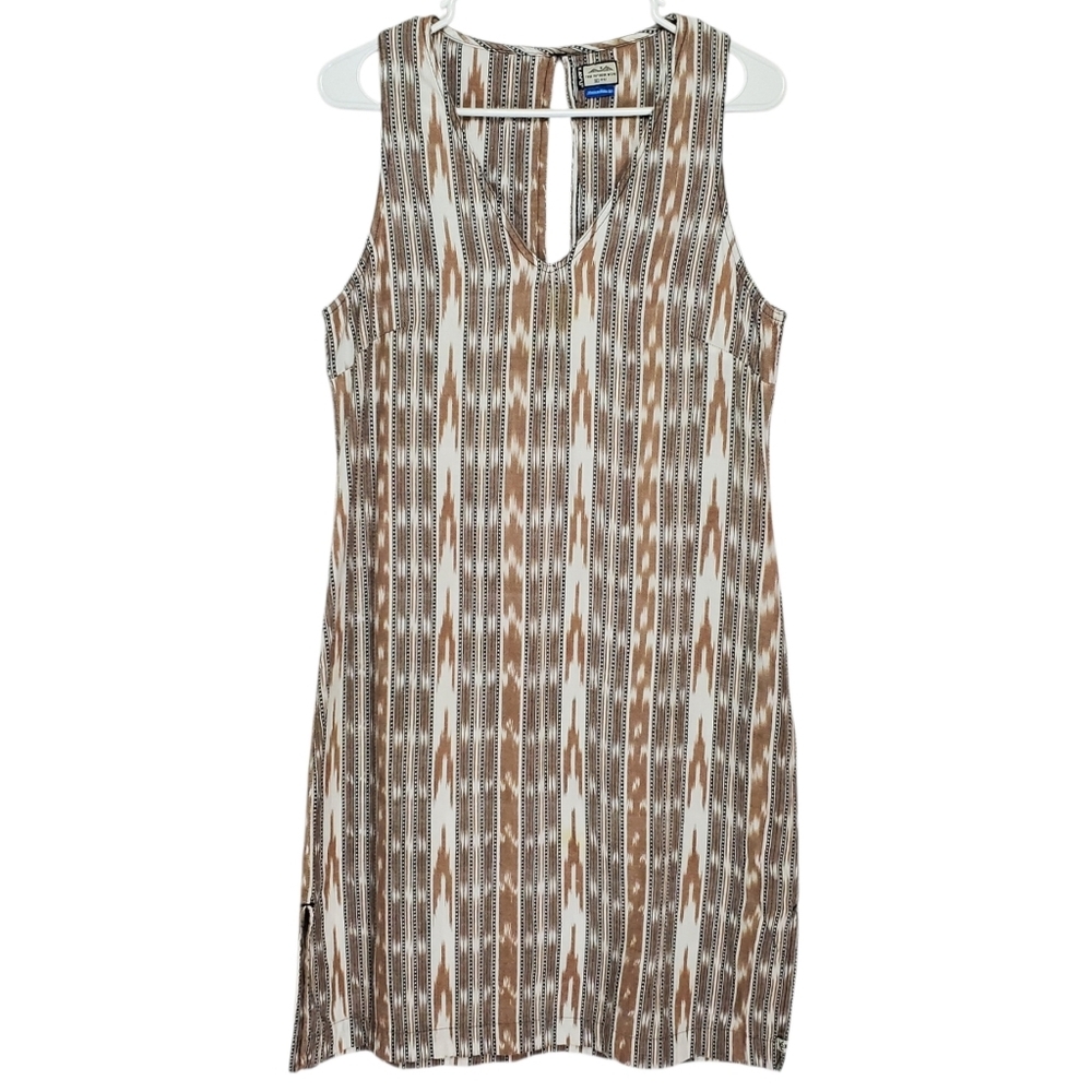 2554 * Kavu Rita Cafe Print Boho Aztec Tank Dress White Rust Black Size M